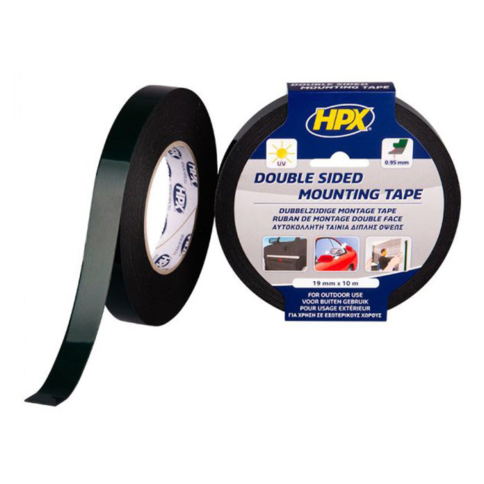 HPX, Sort Dobbeltklæbende Skumtape 19mm x 10m